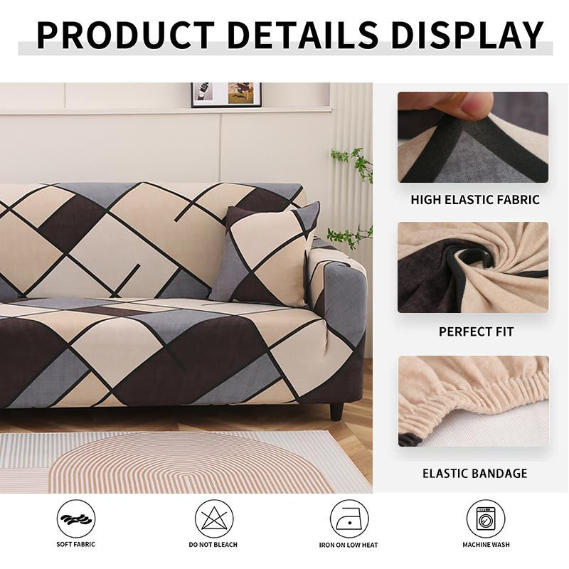 Bestbags Hochelastischer Sofabezug mit geometrischem Design, rutschfester 2-Sitzer Couchbezug aus Polyester, Mehrfarbig, Breite: 145 cm bis 185 cm - Bild 2