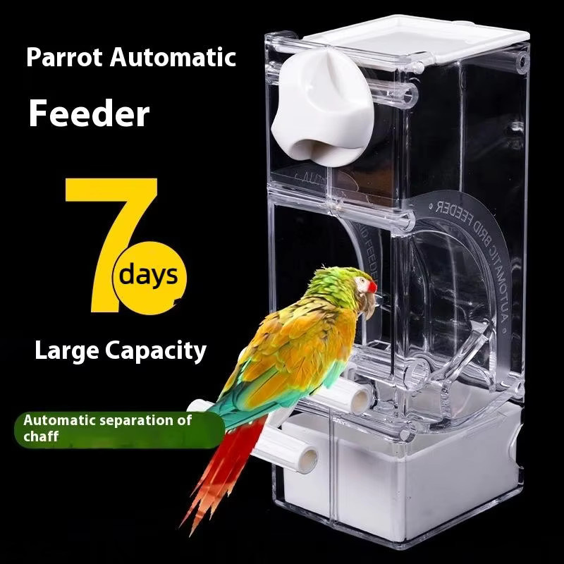 Hoeaden Automatischer Vogelfutterspender für Wellensittiche, Sittiche, Nymphensittiche und Lovebirds, transparent und blau - Bild 2