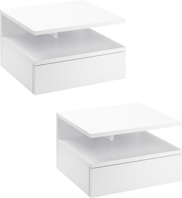HOMCOM Set aus 2 Wandnachtkästchen mit Schublade und offenem Fach in stilvollem Design - Bild 1