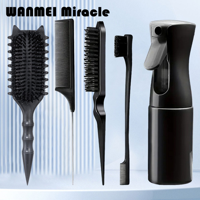 Curl Candy Brush Entwirren Kamm Set mit Ratte Schwanz Kamm und Spray Flasche, Unisex - Bild 1