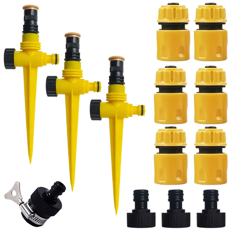 Verstellbarer Gartensprinkler mit 1/2 Zoll Schnellkupplung in Gelb für Rasen und Hof - Bild 6