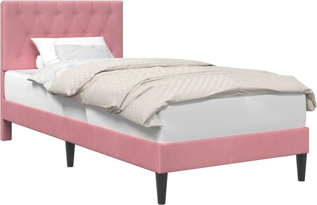 vidaXL Bettrahmen mit Kopfteil aus Samt in Rosa, B/T/H: 80 x 200 x 84 cm - Bild 1