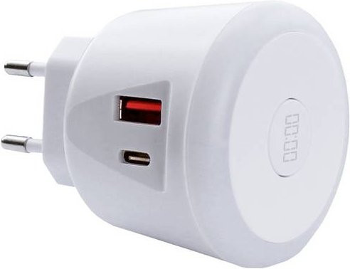EcoSavers USB Timer Charger 20W Ladegerät mit 1x USB-A und 1x USB-C in Weiß - Bild 1