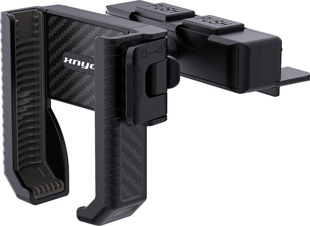 Auto-CD-Schlitz Handyhalterung mit Ein-Knopf-Verriegelung und Speicherfunktion für iPhone und Samsung (4-7 Zoll) in Schwarz und Orange - Bild 1