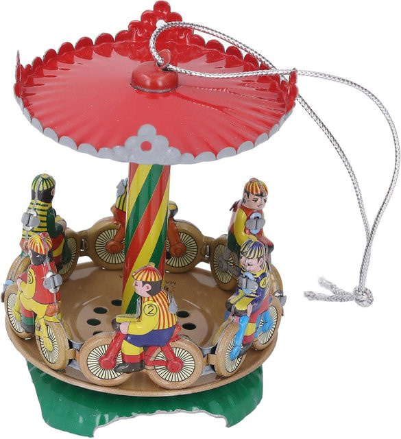 Fishine Vintage Blech Hängeornament Retro Weihnachtsanhänger Fahrrad in Rot und Multicolour - Bild 1