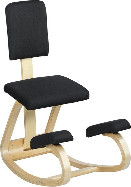 HOMCOM Ergonomischer Kniestuhl mit Rückenlehne und Holzbasis in Schwarz - Bild 1