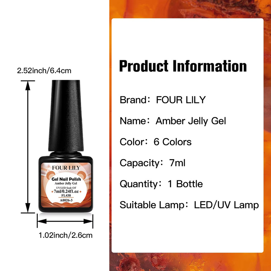 FOUR LILY Jelly Amber Gel Nagellack, Braun, 7 ml - Bild 6
