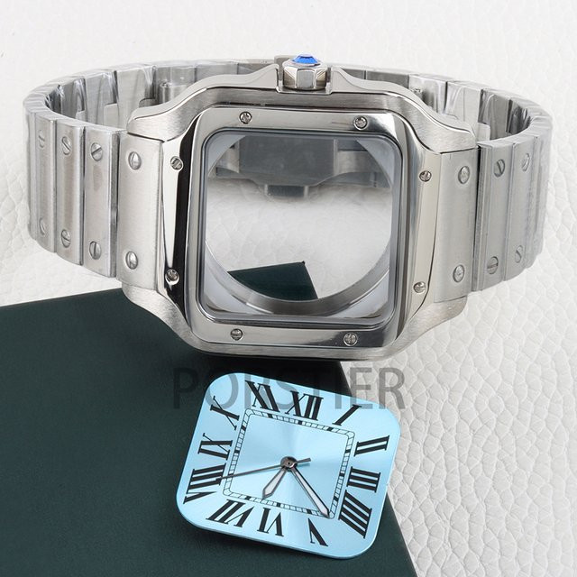 Seiko Uhrenzifferblatt, Quadratisch, Römisch, Edelstahl, Silber, Unisex - Bild 1