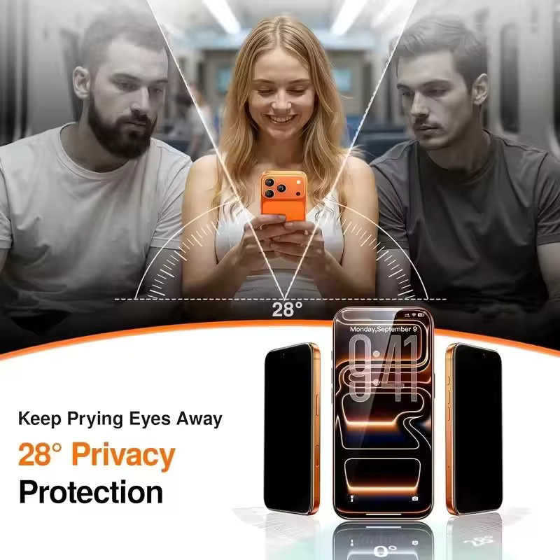 5er-Pack Arvin Blickschutzfolien Anti-Spionage-Glas für iPhone 17 16 15 14 13 12 11 Pro Max Plus XR X XS in Transparent - Bild 2