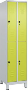 C+P Doppelstock-Spind Classic PLUS mit 2 Abteilen, Füße, Grau/Grün, H x B x T: 195 x 50 x 50 cm - Bild 1