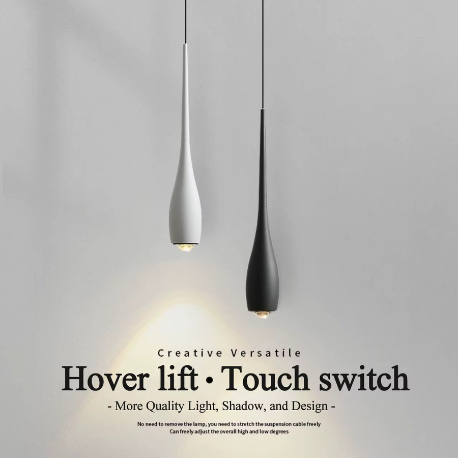 MANVIV LIGHTING Moderne LED-Pendelleuchte aus Aluminium in Silber und Weiß mit Touch-Schalter und höhenverstellbarer Aufhängung, 6 W - Bild 2