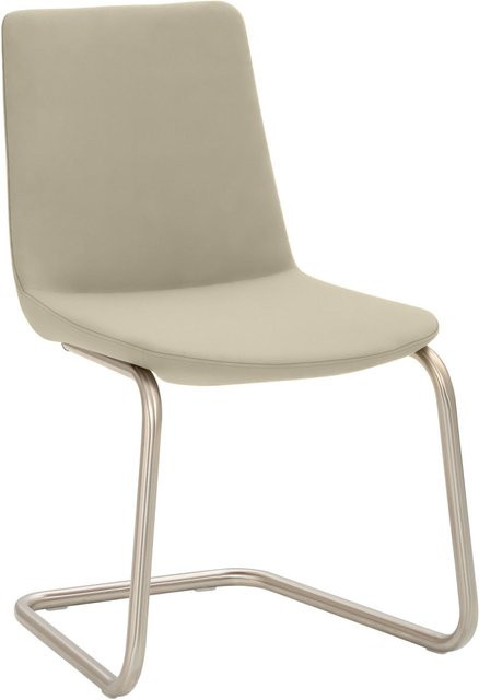 Mayer Sitzmöbel Freischwinger Stuhl aus Mikrofaser-Stoff in Taupe mit Edelstahlgestell B/T/H: 53 x 54 x 87 cm - Bild 1