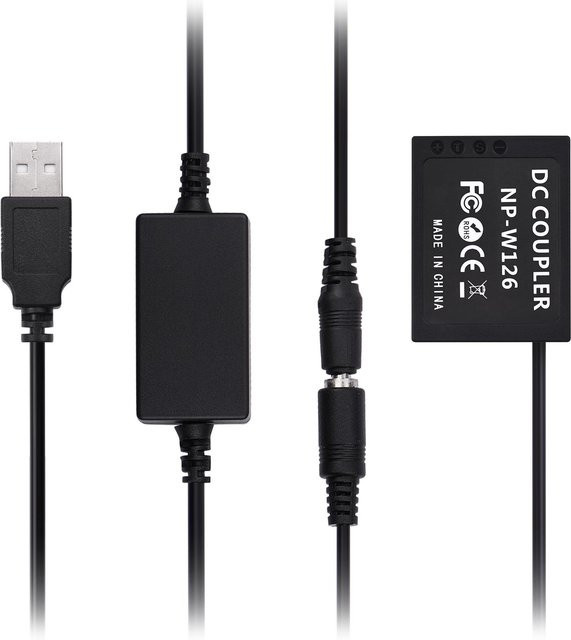 Andoer CP-W126 USB Power Kit DC-Koppler Dummy-Batterie als Ersatz für NP-W126 in Schwarz - Bild 1