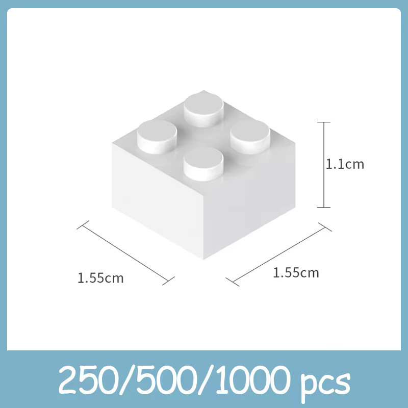 LMM Luckliimomo 2x2 Bausteine Set mit 250 Teilen in Bunt und Weiß für kreatives MOC Bauen - Bild 3