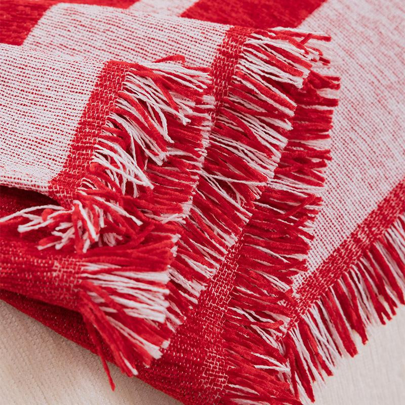 Yiran Furniture Chenille Sofa Überwurf in Rot für Weihnachten und Winter, B/T: 180 x 130 cm - Bild 2