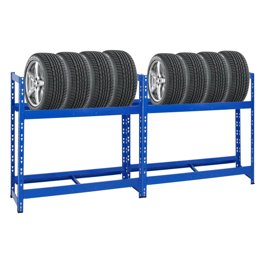 2er Set PROREGAL Tiger Reifenregal aus Stahl in Blau, H x B x T: 100 x 110 x 35 cm - Bild 2