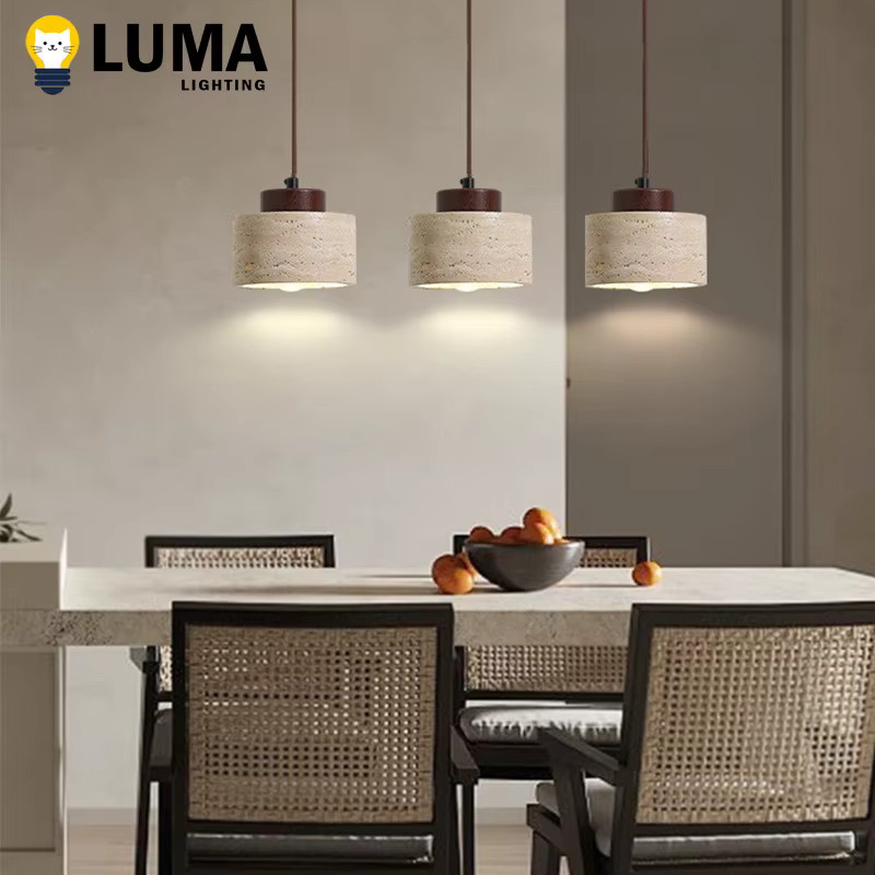 MOSA ZX Japanische Wabi-Sabi LED-Pendelleuchte aus Stein in Gelb und Beige, minimalistische Hängelampe für Schlafzimmer, Küche und Esszimmer - Bild 3