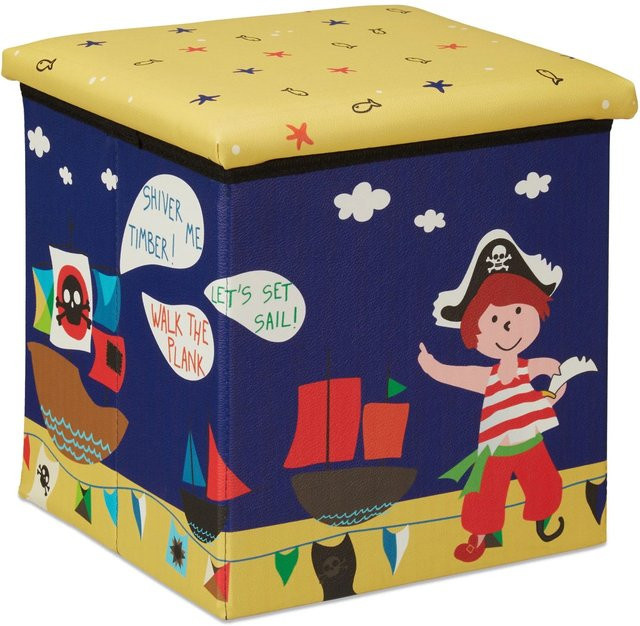 Faltbarer Relaxdays Sitzhocker Kinder Pirat Design, B/T/H: 31 x 31 x 31 cm - Bild 1