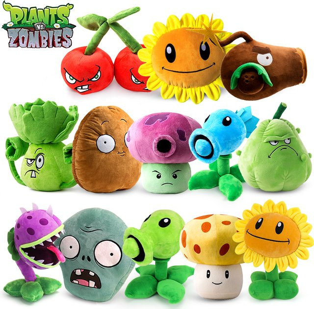SHI JI YI GAO Plants Vs Zombies Sonnenblumen-Erbsenschießer-Kernpult-Plüschpuppe, Spielzeugkissen - Bild 1