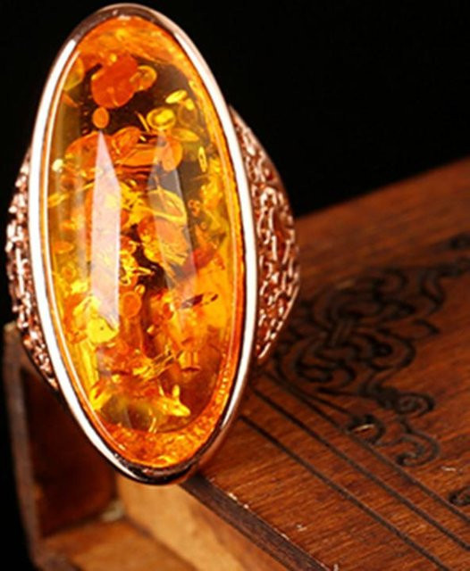 GDMN jewelry Ring, Bernstein, Oval, Gelb, Damen - Bild 1