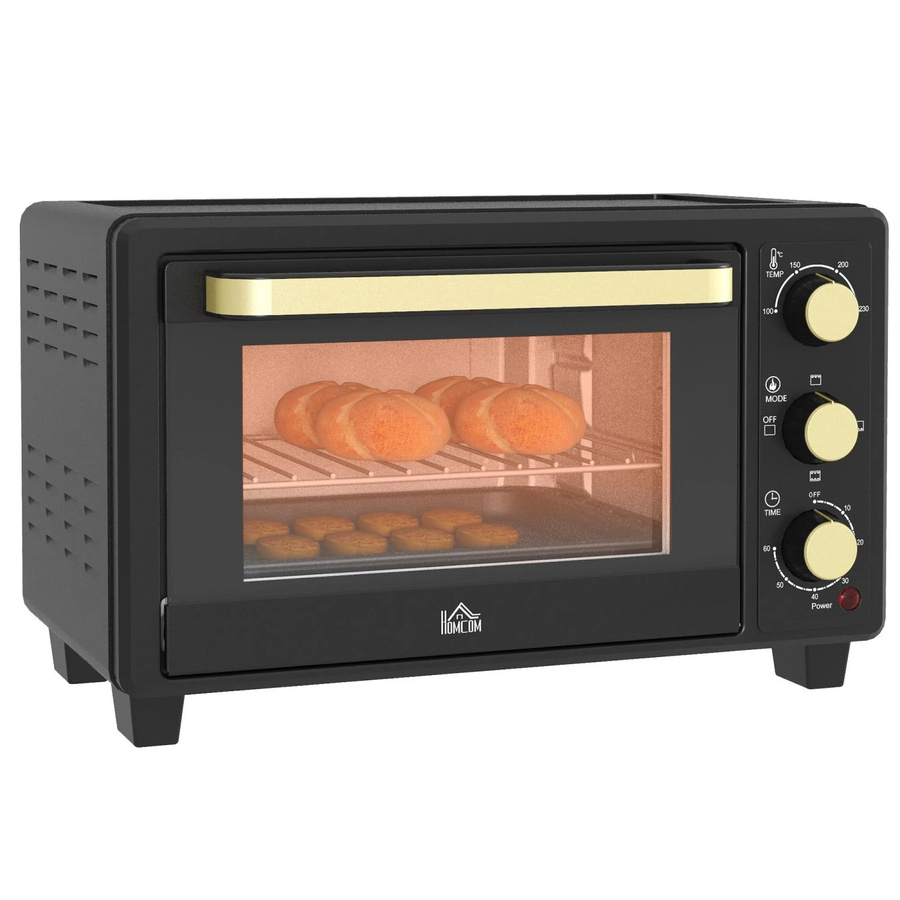 HOMCOM Minibackofen aus Metall und Glas in Schwarz mit 44 Litern Volumen, B/T/H: 32 x 32 x 28,1 cm - Bild 2