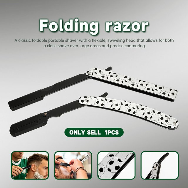 Klappbares Rasiermesser mit Fußball-Print, Herren, Haarstyling-Tool - Bild 1