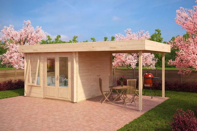 Gartenhaus Lucas mit Vordach aus Holz in 6 x 4 m - Bild 1