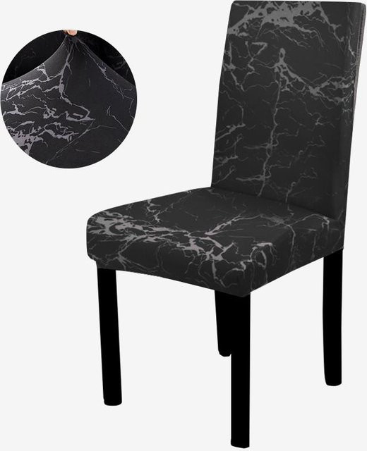 Utmya Dom Textile Dehnbare Esszimmerstuhl Sitzbezüge aus Polyester in Schwarz - Bild 1