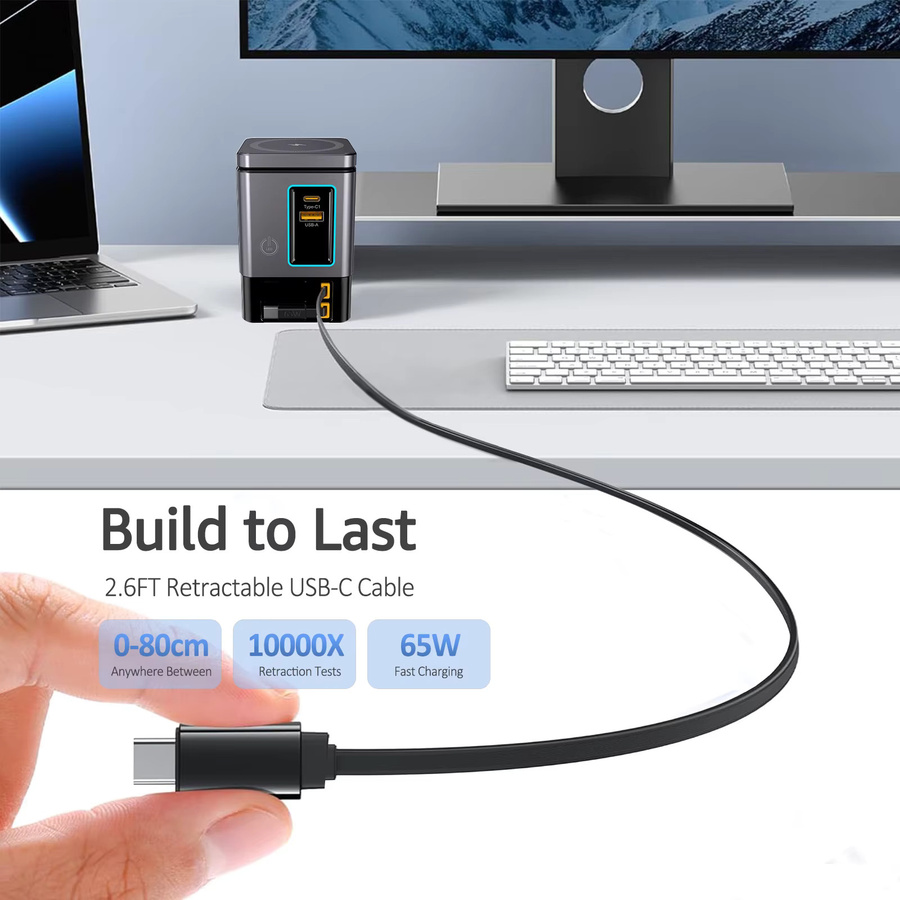 ILEPO 105 W 6-in-1 Magnetischer Kabelloser Ladeständer mit einziehbarem USB-C-Kabel für iPhone und AirPods - Bild 4