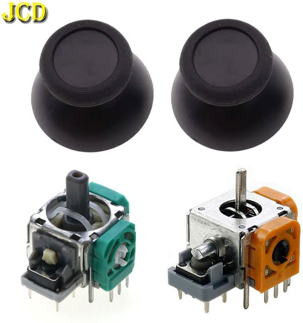 JCD 2 Stück Analog Joystick Ersatzteile in Schwarz für 3DS und Nintendo Switch Pro Controller mit Pilz-Hut Design - Bild 1
