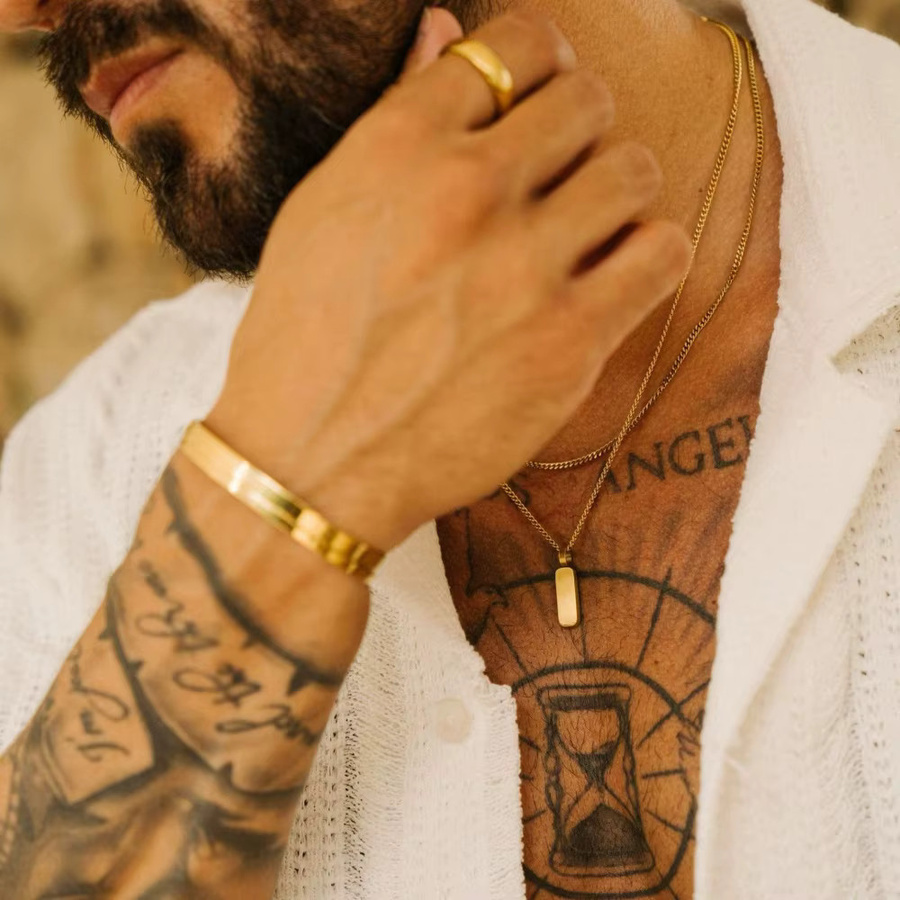 Halskette mit Anhänger Edelstahl, Gold, Herren - Bild 2