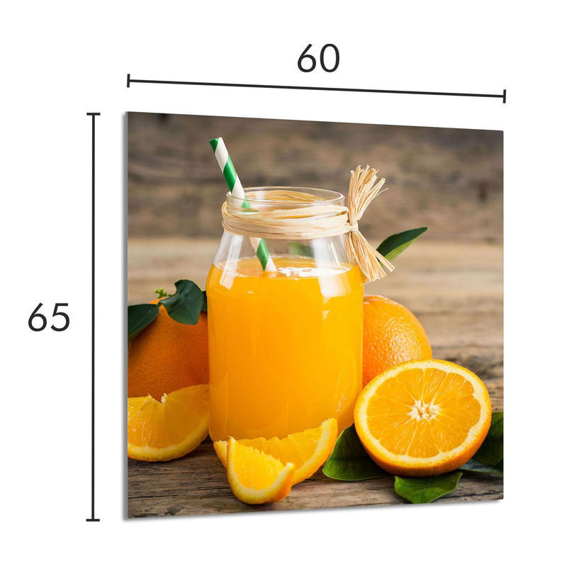 Modernes Glaspaneel für die Küche mit floralem Früchte-Motiv, Rahmenlos, Mehrfarbig, B: 60 cm, H: 65 cm - Bild 1