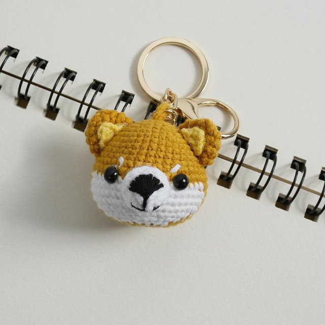 Schlüsselanhänger Katzenkopf, Strick, brown, Unisex - Bild 1