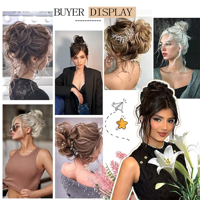 ISIGROSI Haarteile Chignon, 2 Stück, kurze gewellte lockige Synthetik, Damen - Bild 6