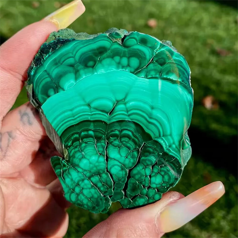 CrystalHola Malachit Kristall-Scheibe in Grün im böhmischen Stil als Mineralprobe - Bild 4