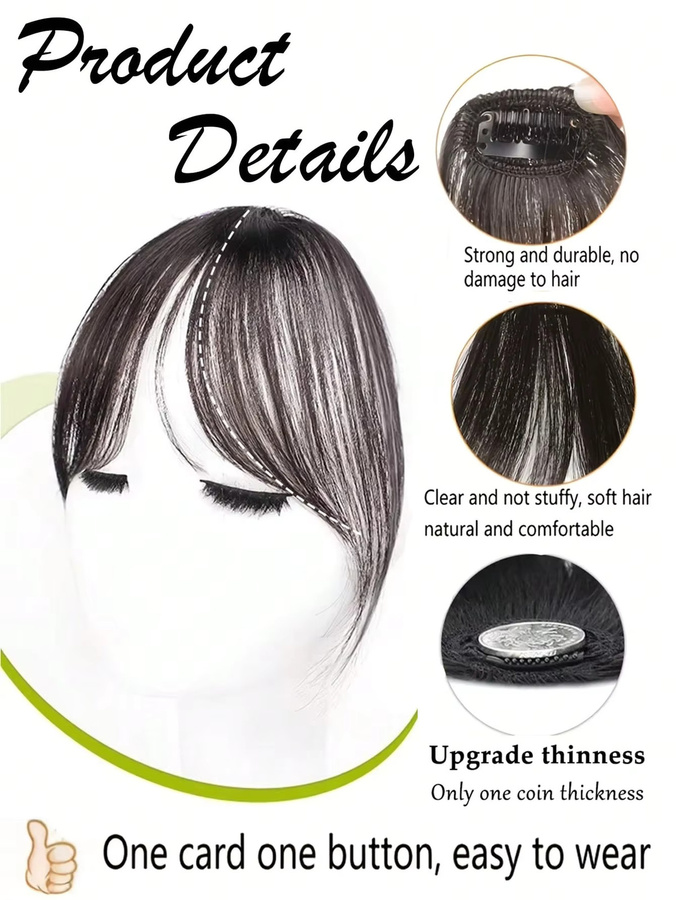 AOOSOO HAIR Syntheseperücke mit Pony, Haarverlängerung, Clip-in - Bild 5