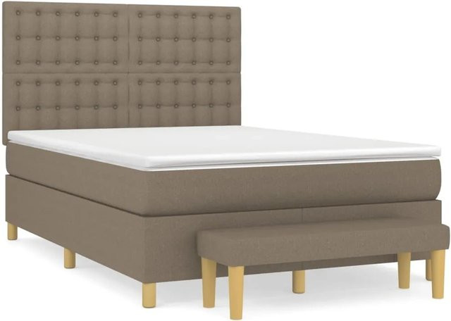 vidaXL Boxspringbett mit Matratze Hybrid-Design in Taupe, B/T: 140 x 200 cm - Bild 1
