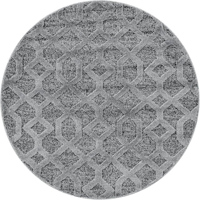 Ayyildiz Hochflorteppich Pisa Grau Rund Durchmesser: 120 cm - Bild 1