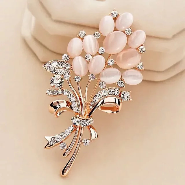 Brosche Blume, Opal, Strass, Damen - Bild 1