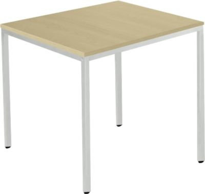 Schäfer Shop Pure Stahlrohrtisch mit Quadratrohrfuß in Ahorn-Dekor und Weißaluminium, B/T/H: 80 x 80 x 72 cm - Bild 1