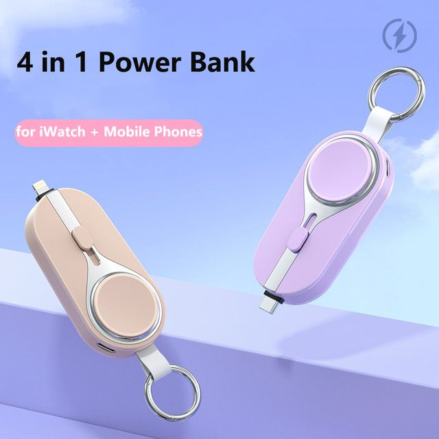 Mini Power Bank 3000 mAh kabelloses Ladegerät für Apple Watch und iPhone in Purple - Bild 1