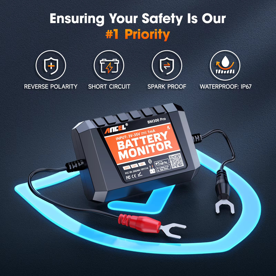 ANCEL BM300 Pro Bluetooth Batterietester für 6V 12V 24V mit SOH und SOC Analyse in Schwarz - Bild 4