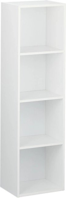 Relaxdays Bücherregal aus Spanplatte in Weiß mit Wandbefestigung, B/T/H: 106 x 30 x 23 cm - Bild 1