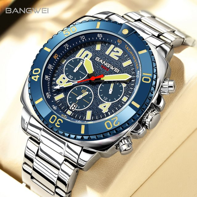 LIGE Armbanduhr Quarz, Edelstahl, Blau, Herren - Bild 1