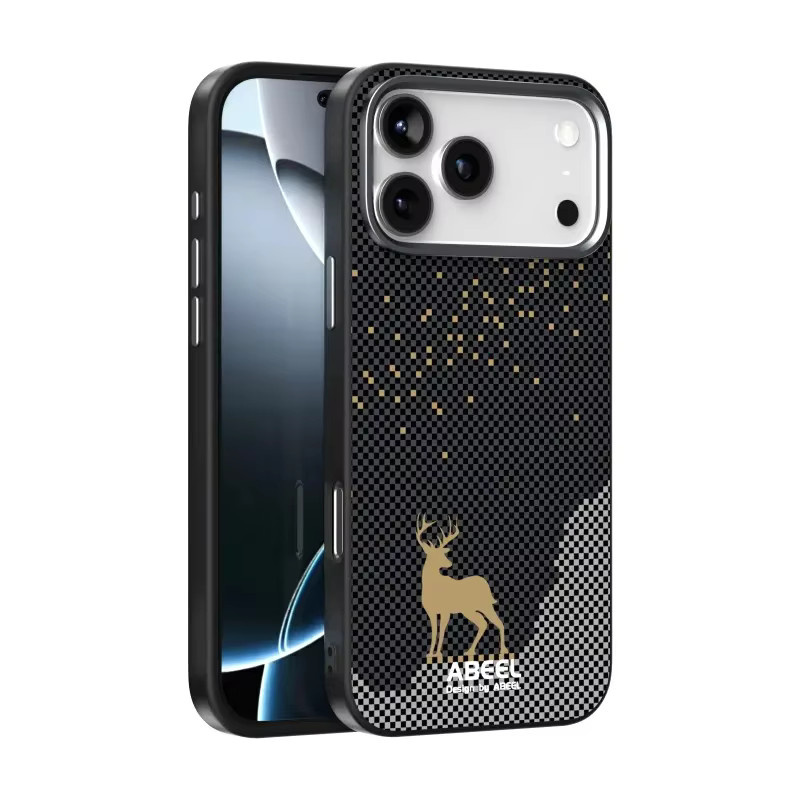 Magnetische Schutzhülle mit Kohlefaser-Textur für Apple iPhone 17 Air und iPhone 17 Pro Max in Schwarz, stoßfeste Rückseite mit kabelloser Ladefunktion - Bild 1