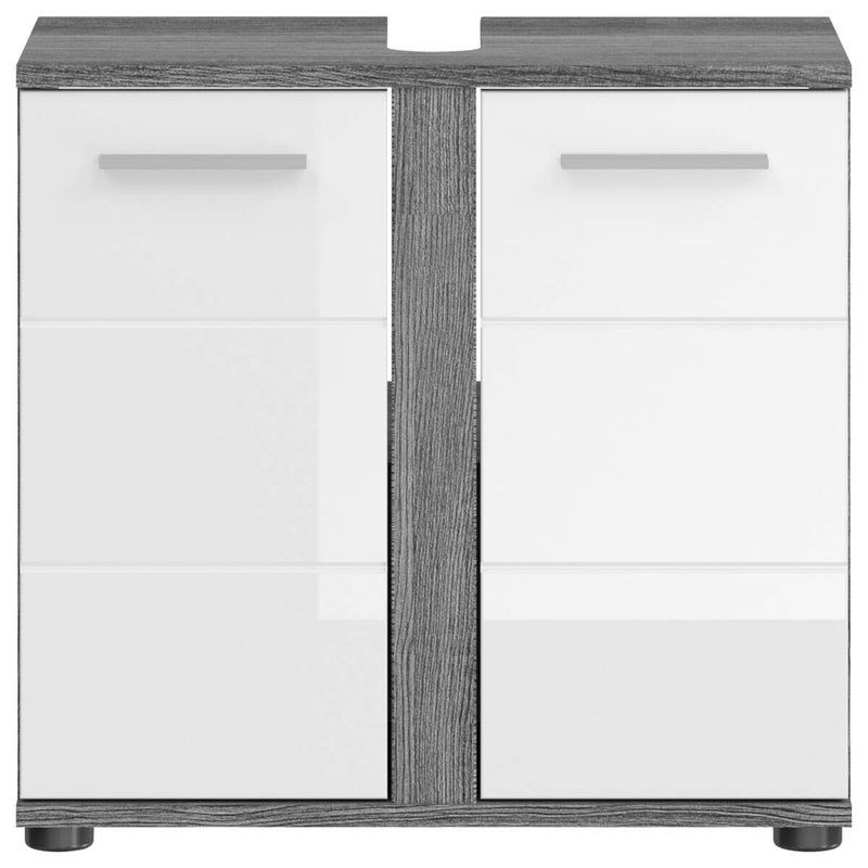 Waschbeckenunterschrank xonox.home Blake Hochglanz Weiß und Silber, B/H/T: 60 x 57 x 34 cm - Bild 2
