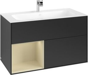 V&B Waschtischunterschrank Finion rechts, Schwarz matt lackiert, B/T/H: 99,6 x 49,8 x 59,1 cm - Bild 1