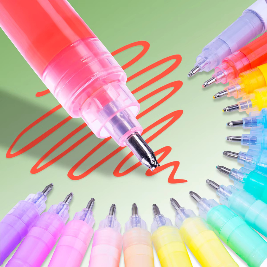 Acrylmarker Set mit 12 Farben in Hochglanz-Optik für DIY-Malerei, Graffiti und Notizbücher - Bild 2