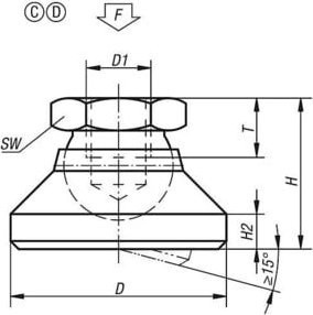 KIPP Gelenkteller aus Edelstahl und POM mit Durchmesser: 25 mm und Höhe: 18 mm - Bild 1