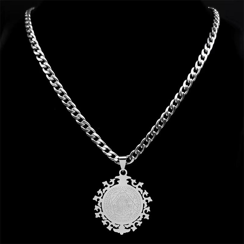 Lovely FAJA Halskette Sieben Erzengel Amulett, Edelstahl, Silber, Herren - Bild 2